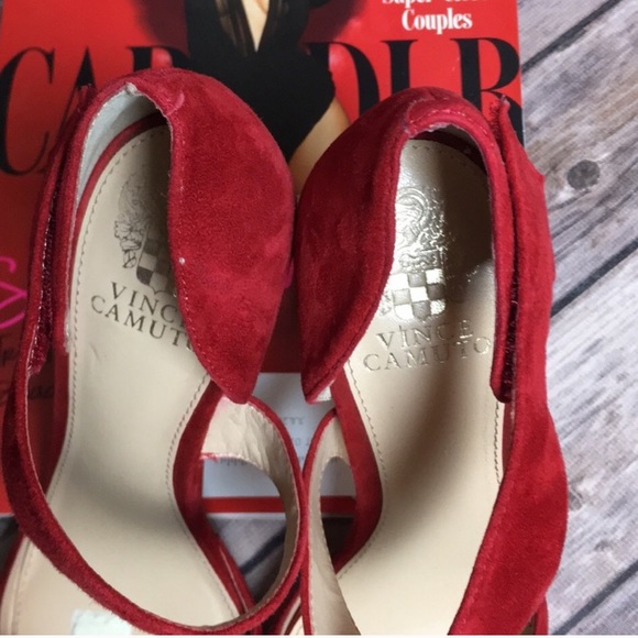 Vince Camuto red suede Carlotte D’Orsay heels - Picture 2 of 8
